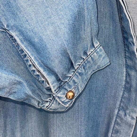 A New Day Womens Button Front Chambray Drawstring Denim Dress Blue Medium NWT - Picture 6 of 10